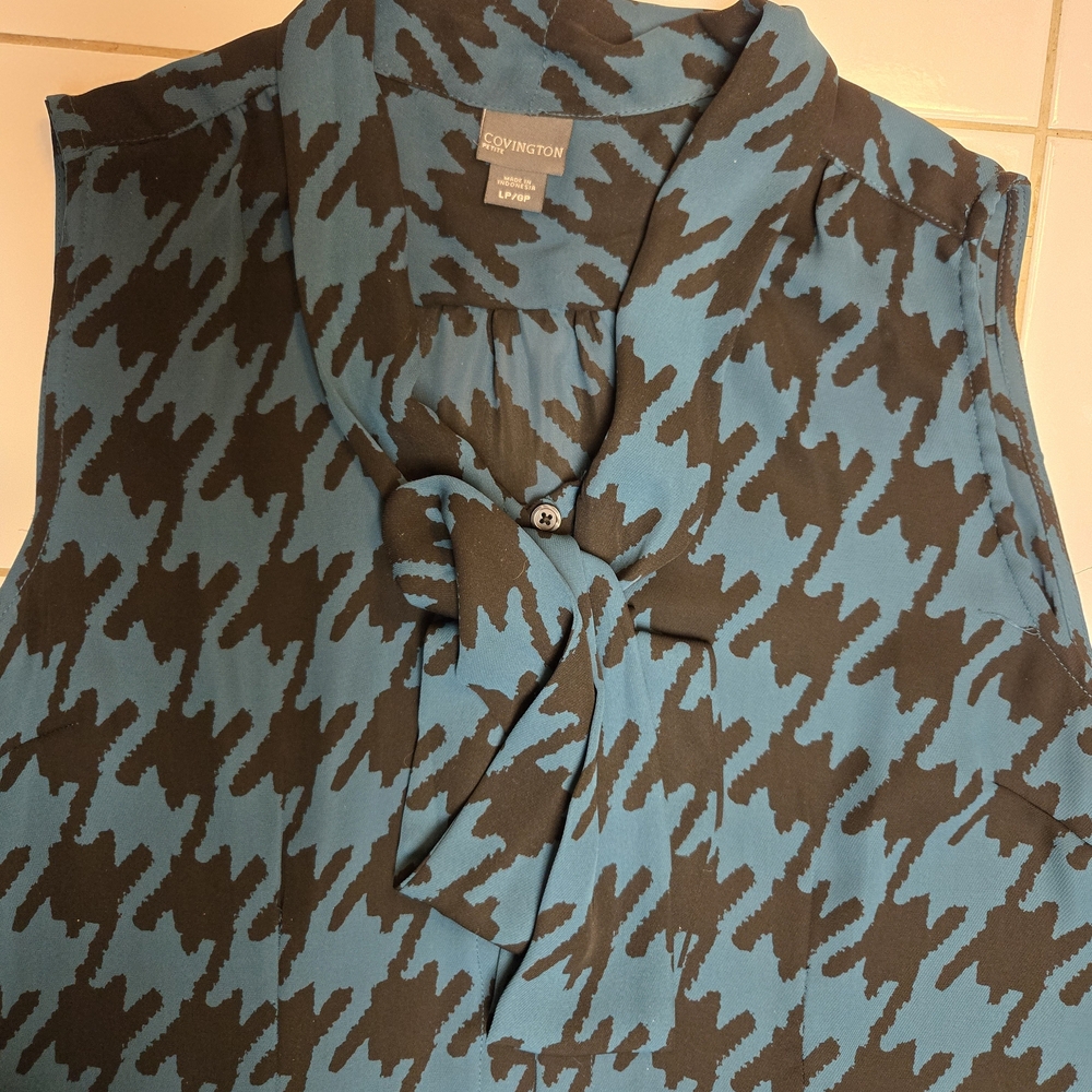 Dark Green and Black Houndstooth Necktie Top - A DIOR style Inspiration